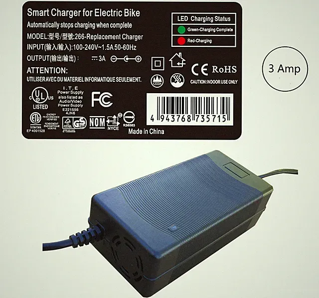 3 Amp Smart Charger for Heybike Explore Fat Tire Electric Bike