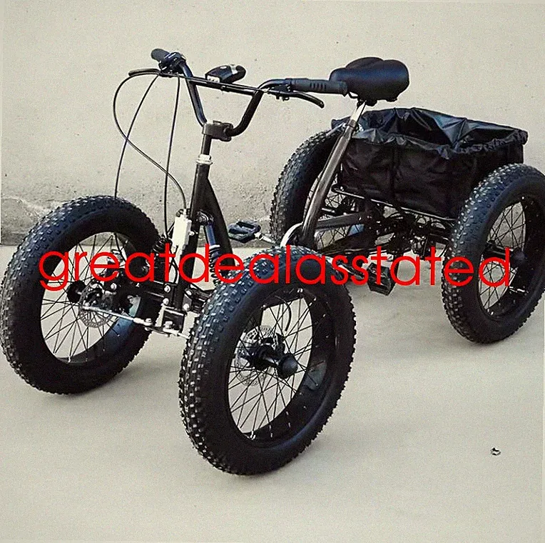 Brand New Lightweight Fat Tire 6 Speed Pedal 4 Wheel Off Road Quad Bike Bicycle
