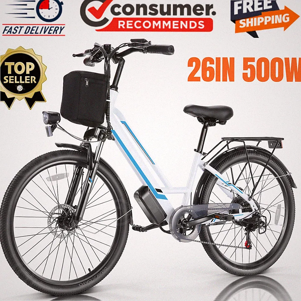 Electric Bike 26'' Fat Tire Bicycle City Commuting Bike Cruiser Control Bike