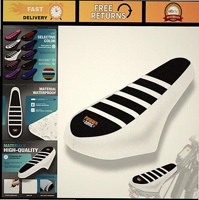Waterproof Anti-Slip E-Bike Seat Cover Cushions for Electric Bikes - White/Black